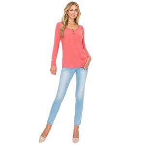Button Scoop Neck Top in Mauve by A.gain
